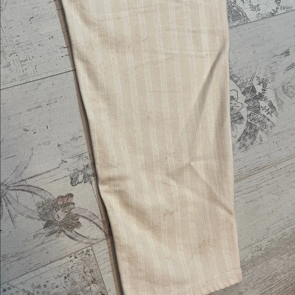 AG Adriano Goldschmied Ag-Ed Denim The Prima Crop Cigarette Cream Striped 32